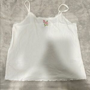 White Floral Embroidered Women's Top